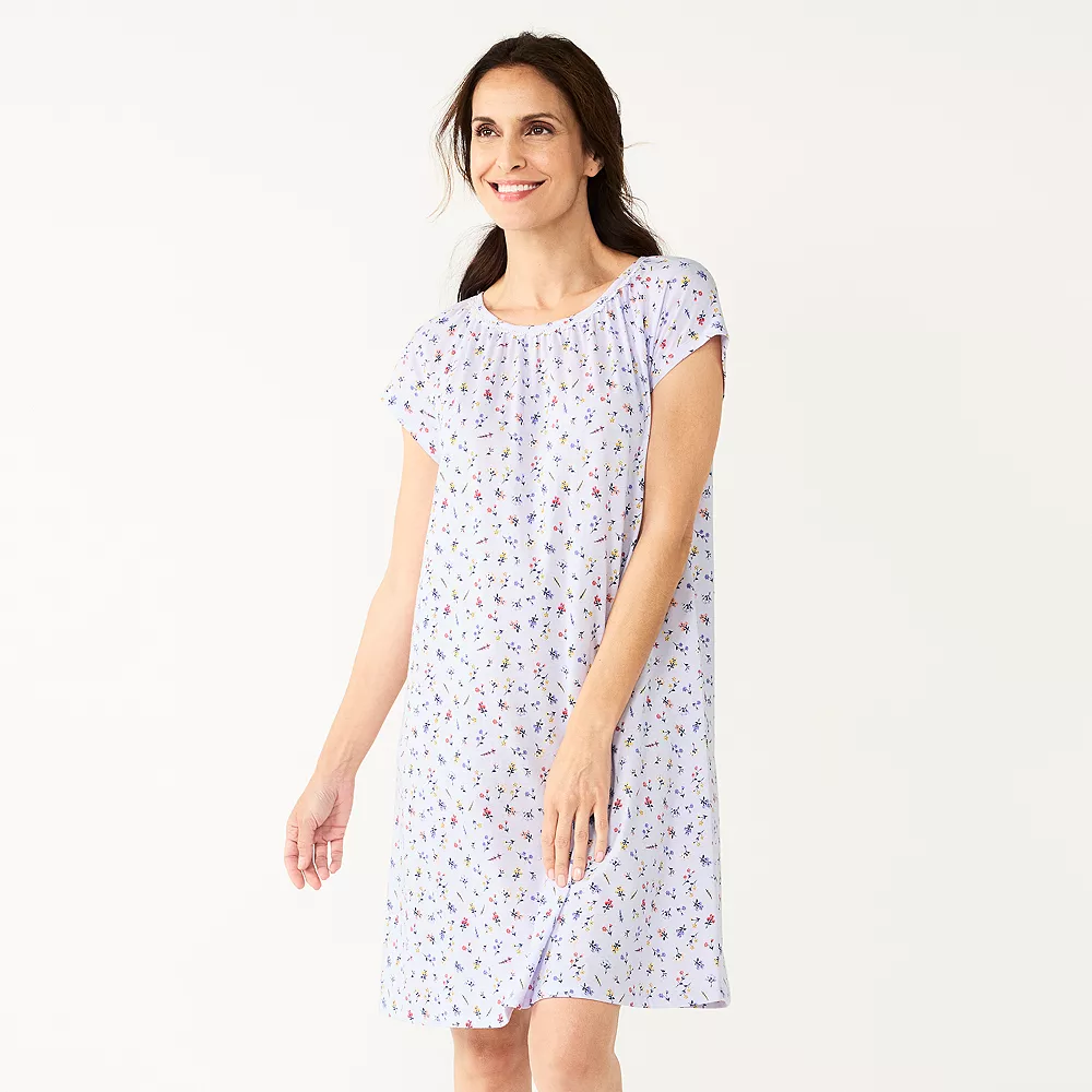 Petite Croft & Barrow® Short Sleeve Cotton Nightgown - Image 3
