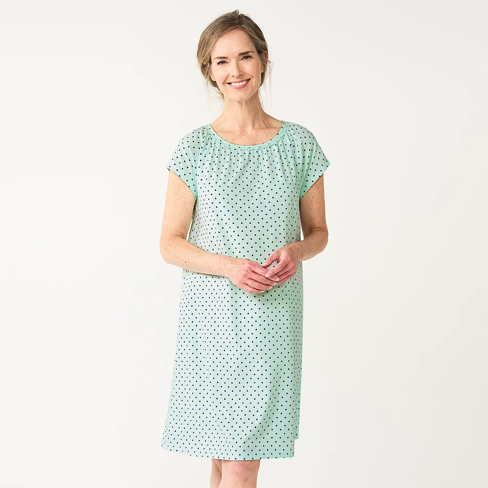 Petite Croft & Barrow® Short Sleeve Cotton Nightgown - Image 2