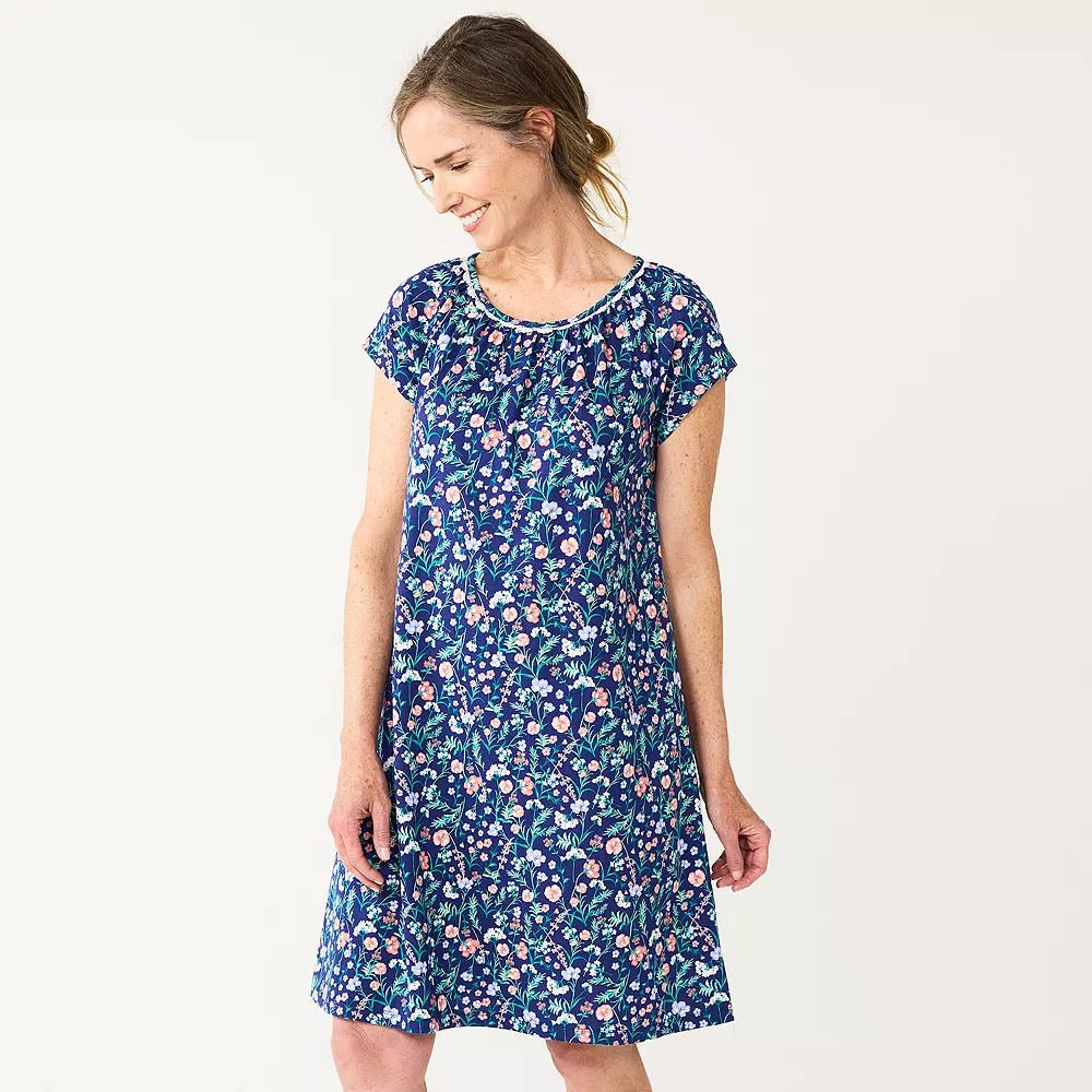 Petite Croft & Barrow® Short Sleeve Cotton Nightgown