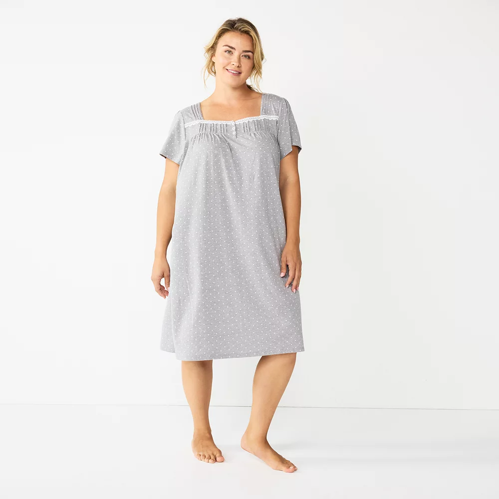 Plus Size Croft & Barrow® Short Sleeve Knit Nightgown - Image 2