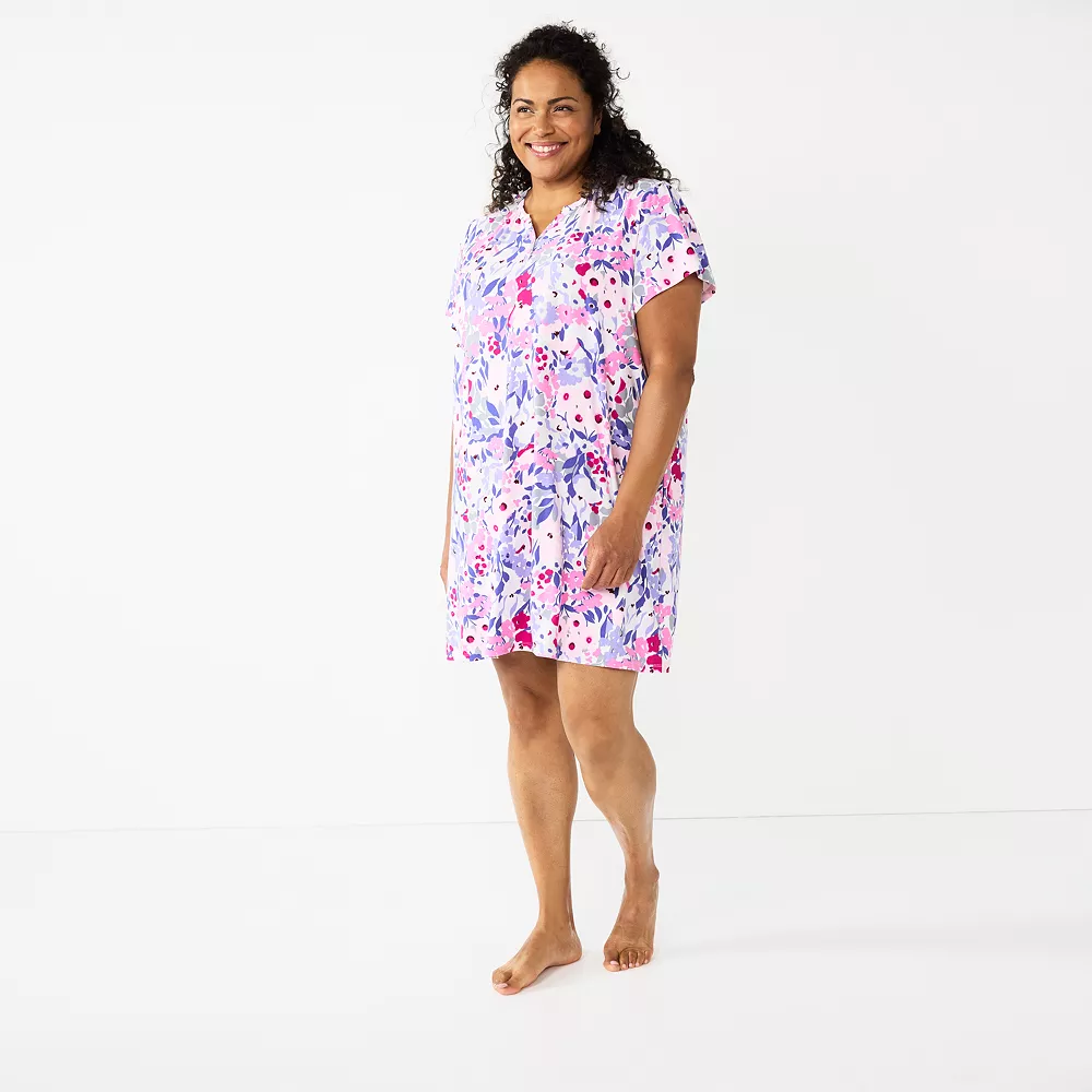 Plus Size Croft & Barrow® Short Sleeve Henley Short Sleeve Nightgown - Image 3