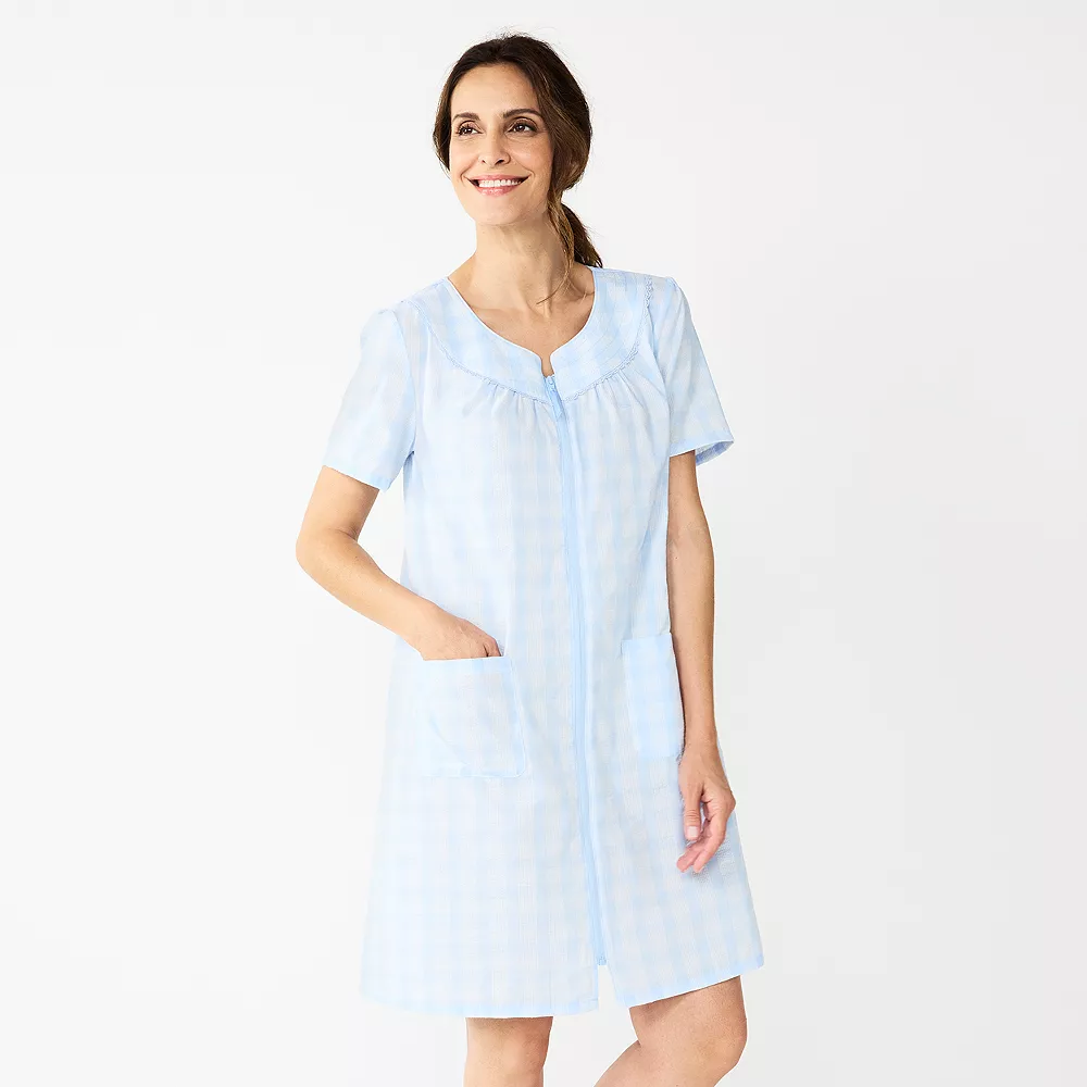Women's Croft & Barrow® Short Sleeve Woven Zip Duster - Image 5