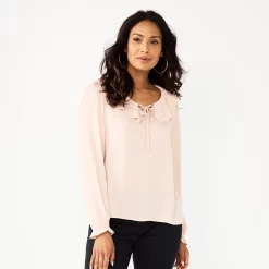 Women's Croft & Barrow® Ruffle Neck Blouse