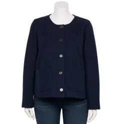 Plus Size Croft & Barrow® Collarless Knit Jacket