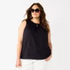 Plus Size Croft & Barrow® Smocked Sleeveless Tank