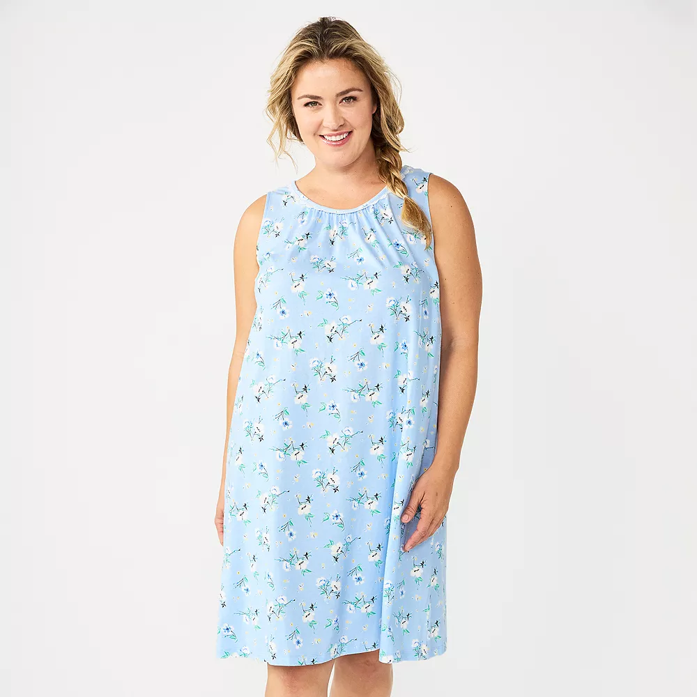 Plus Size Croft & Barrow® Sleeveless Cotton Nightgown