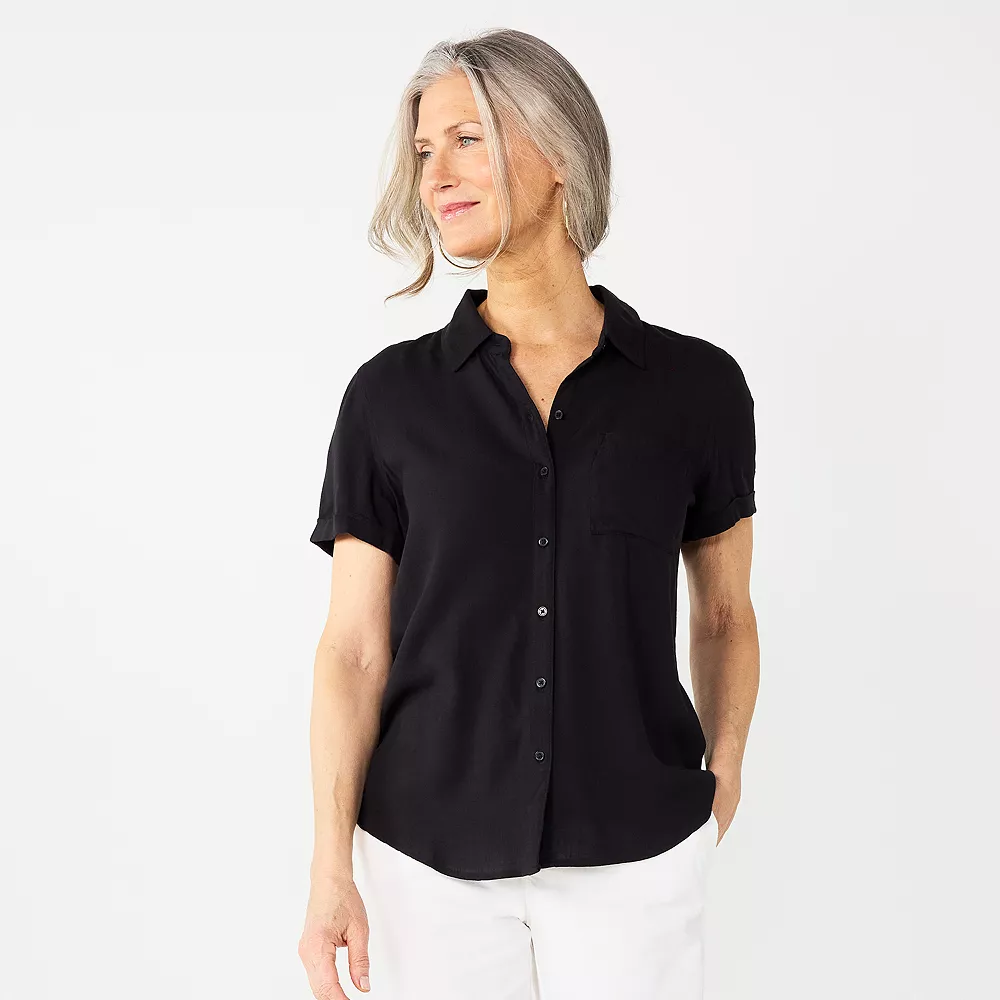 Women's Croft & Barrow® Woven Camp Shirt - Image 6