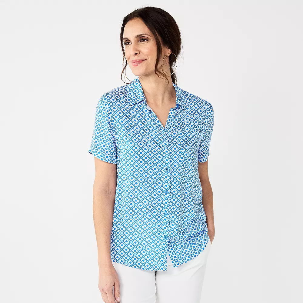 Women's Croft & Barrow® Woven Camp Shirt - Image 5