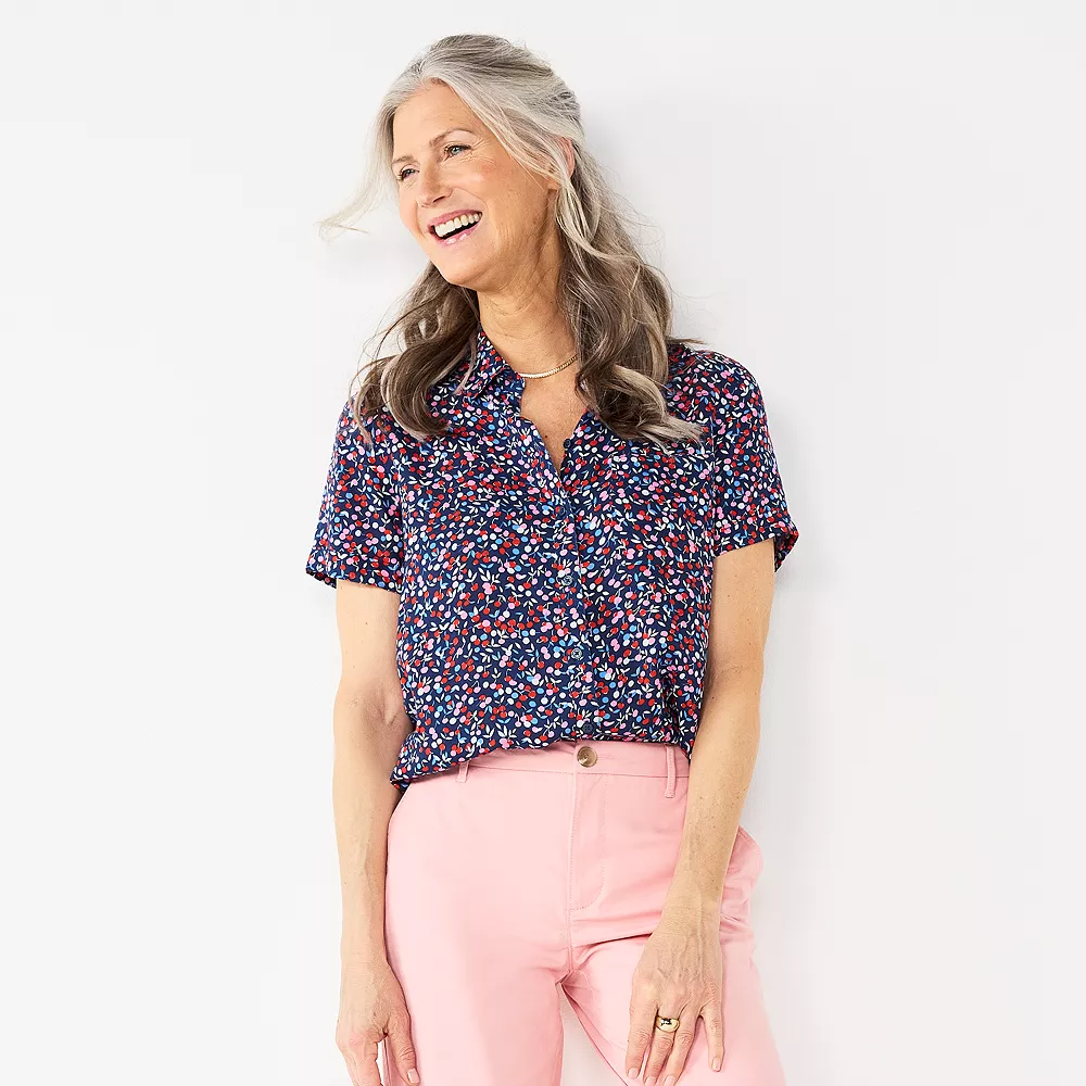 Women's Croft & Barrow® Woven Camp Shirt - Image 2