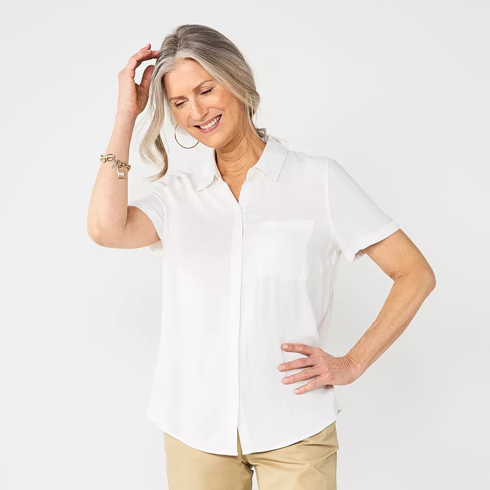 Women's Croft & Barrow® Woven Camp Shirt - Image 7