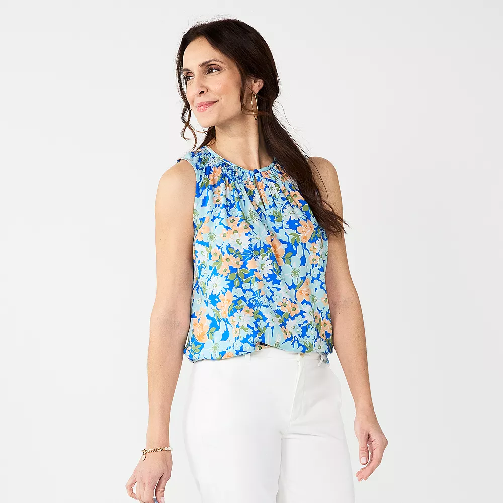 Women's Croft & Barrow® Smocked Sleeveless Shell Top - Image 15