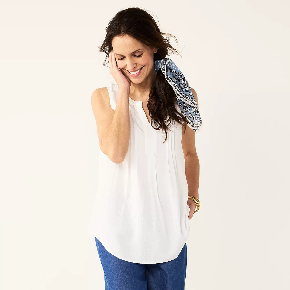 Women's Croft & Barrow® Smocked Sleeveless Shell Top - Image 3