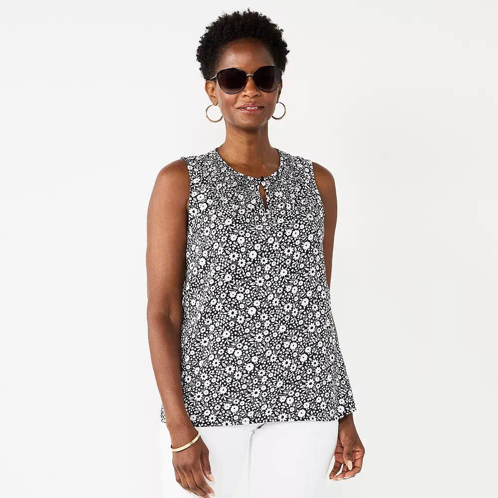 Women's Croft & Barrow® Smocked Sleeveless Shell Top - Image 14